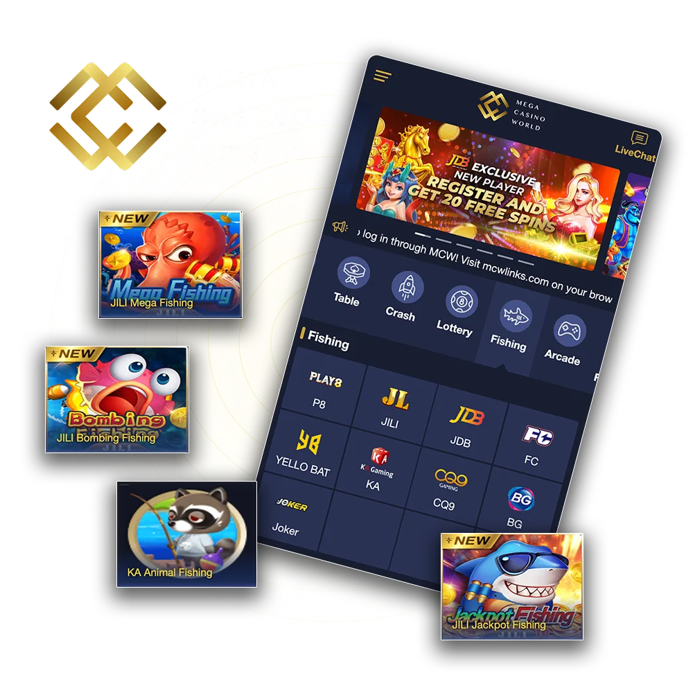 Mega Casino World offers a big range of fish shooting games for Indian players.