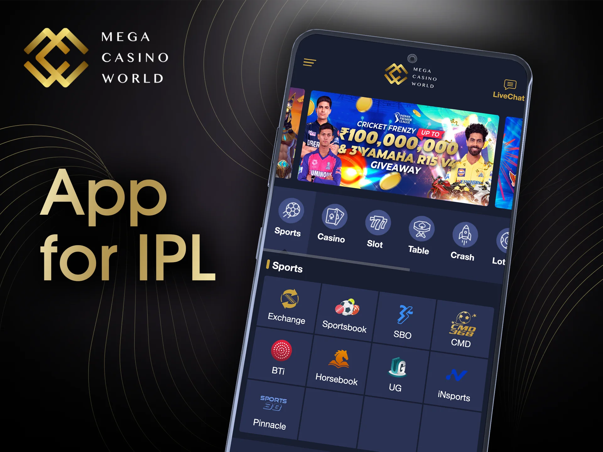 Download the Mega Casino World app for IPL betting and enjoy seamless gameplay.
