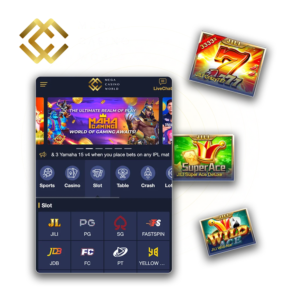 Mega Casino World offers the best slots in India.