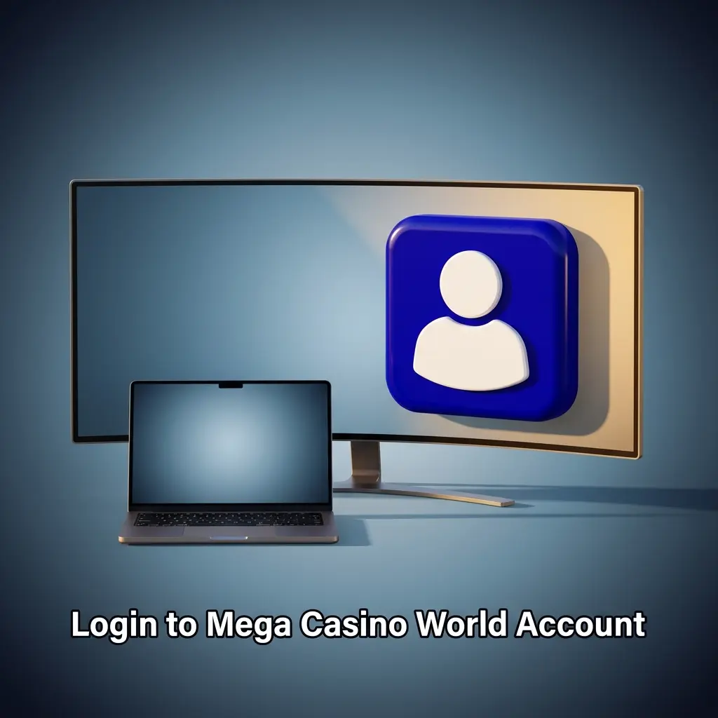 Mega Casino World login page showing secure email sign-in steps including credentials entry and two-factor authentication