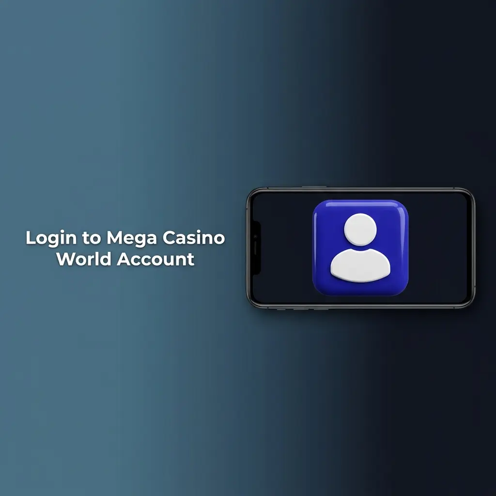 Mega Casino World login page showing sign-in form with email, password fields and secure account access steps