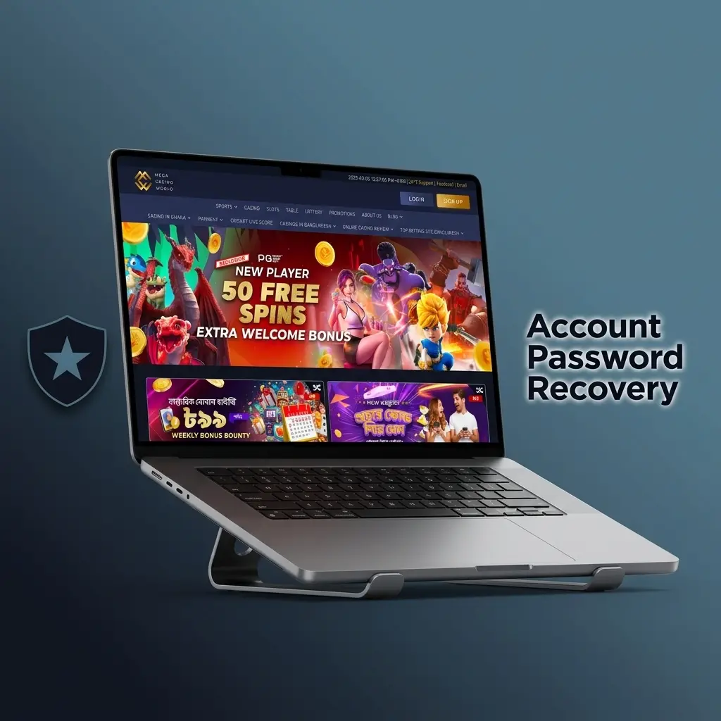 Step-by-step account password recovery process showing forgot password link, OTP verification, and new password setup