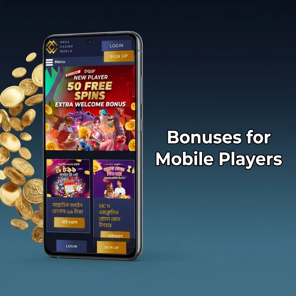 Mega Casino World mobile app bonuses and promotions for Indian players including welcome offers and wagering terms
