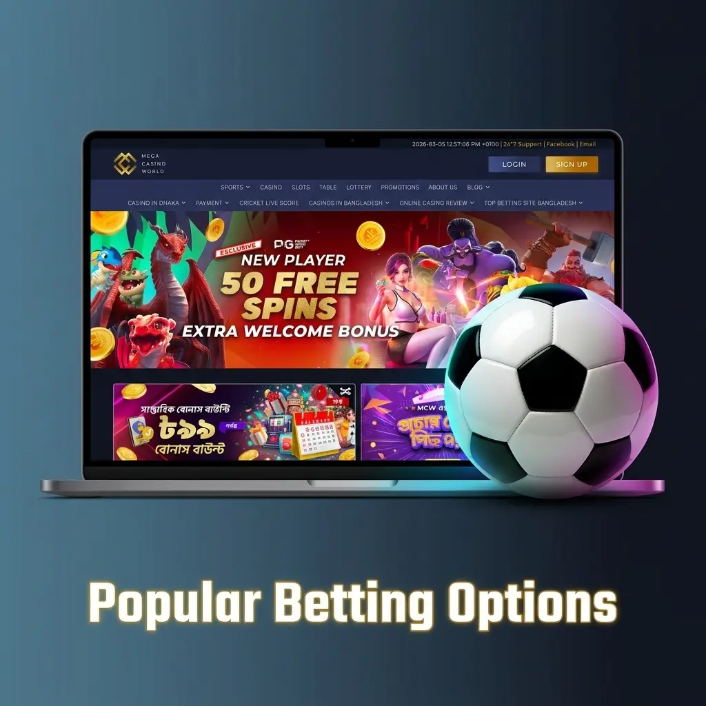 Mega Casino World popular betting options for sports and live events with flexible formats for different playing styles