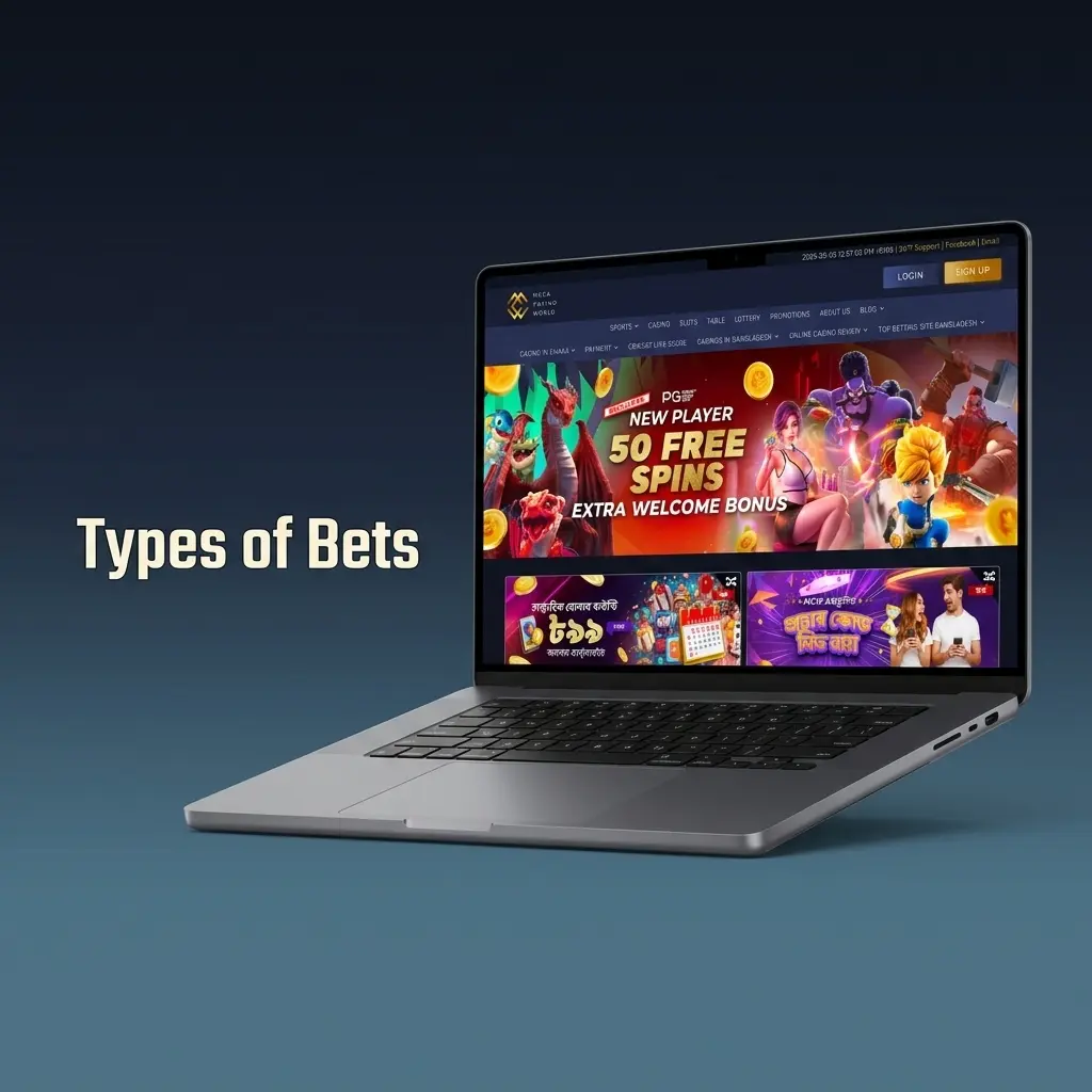 Single, Express Accumulator, and System bet types explained for Mega Casino World sports betting strategy