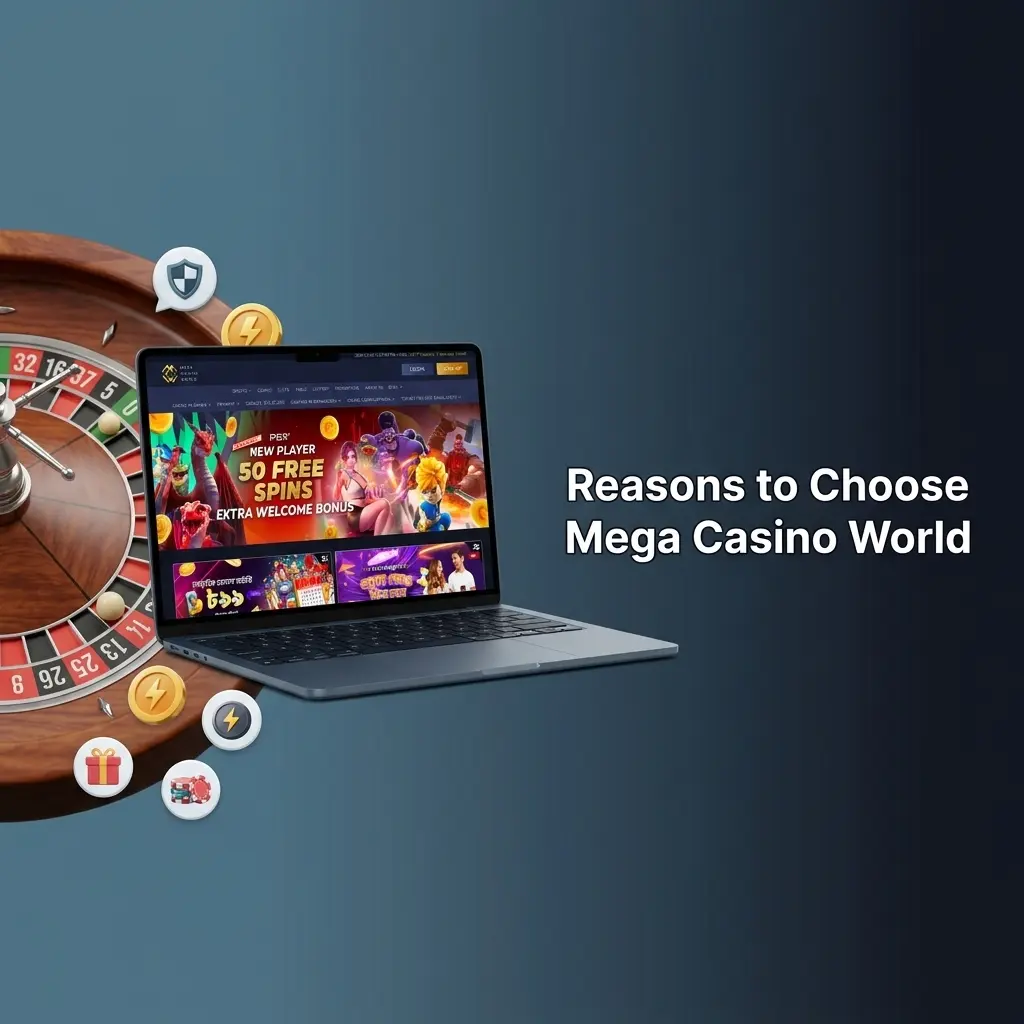 Mega Casino World features INR payments, cricket betting, live casino games, Curacao licence, and 24/7 support for Indian players.