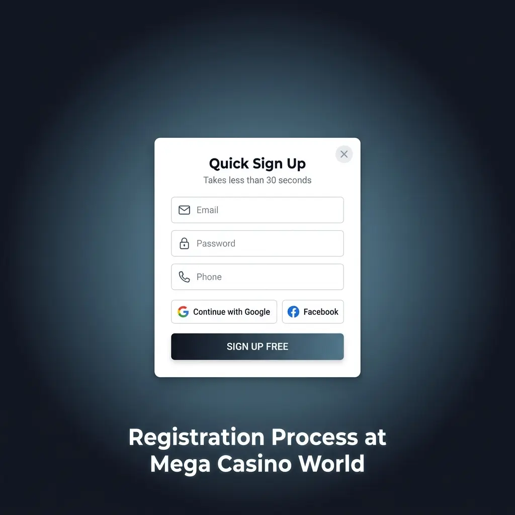 Mega Casino World registration process steps for Indian players to create account and access sports betting and casino games